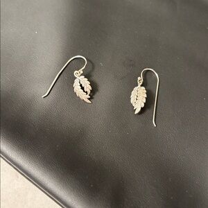 Shane Co Silver Leaf Earrings